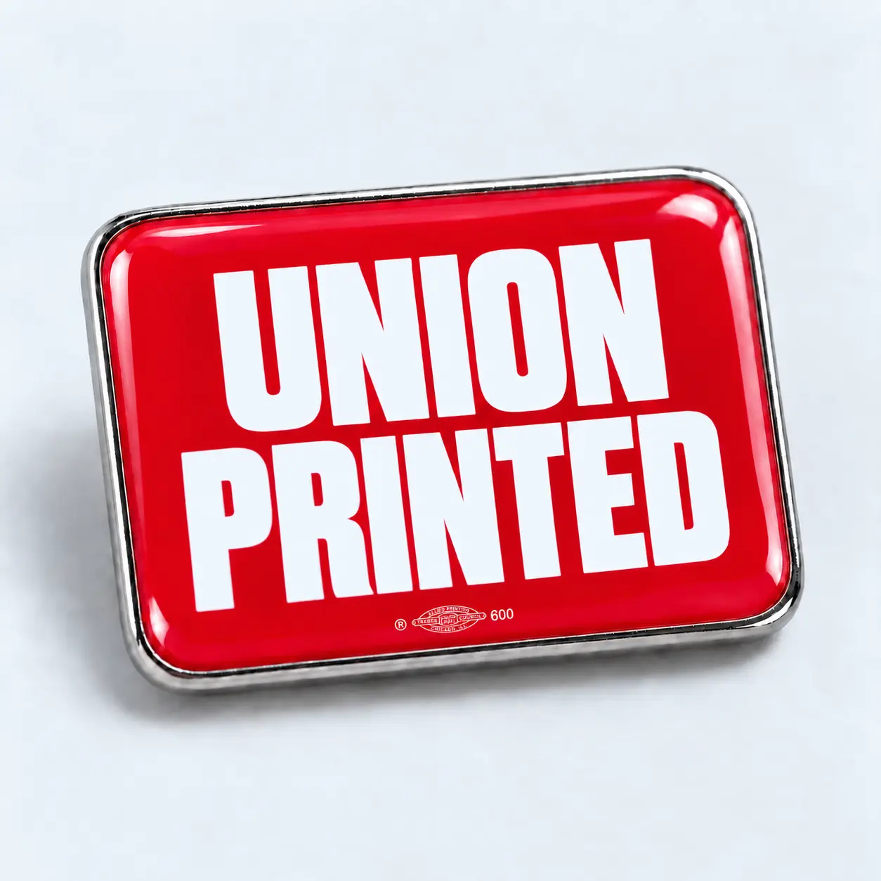 1.75″ × 2.75″ rectangle button: illustrative Union Printed design in red